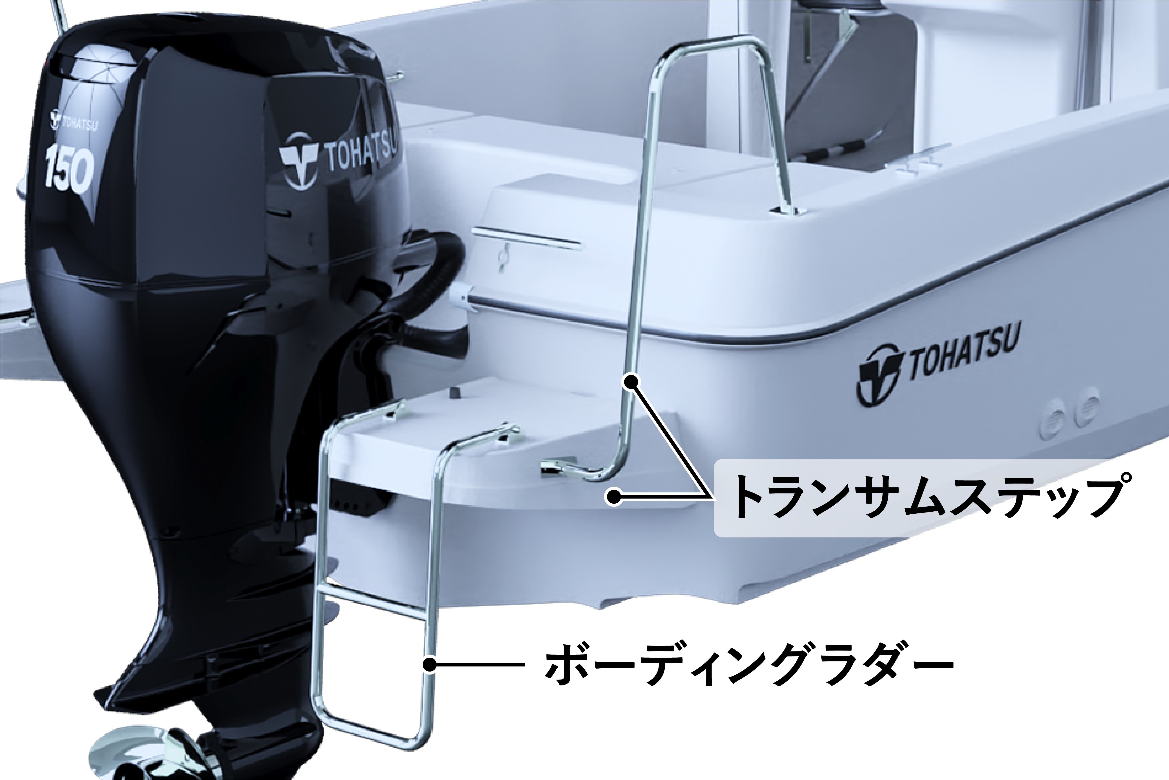 トランサムステップ(右舷)、ボーティングラダー